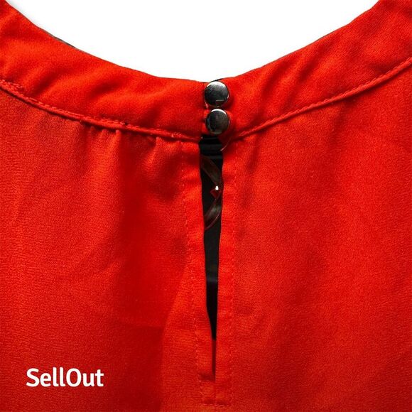 Sami & Jo Women's Orange Short Sleeve Blouse Size S Casual Spring Top - Picture 4 of 7